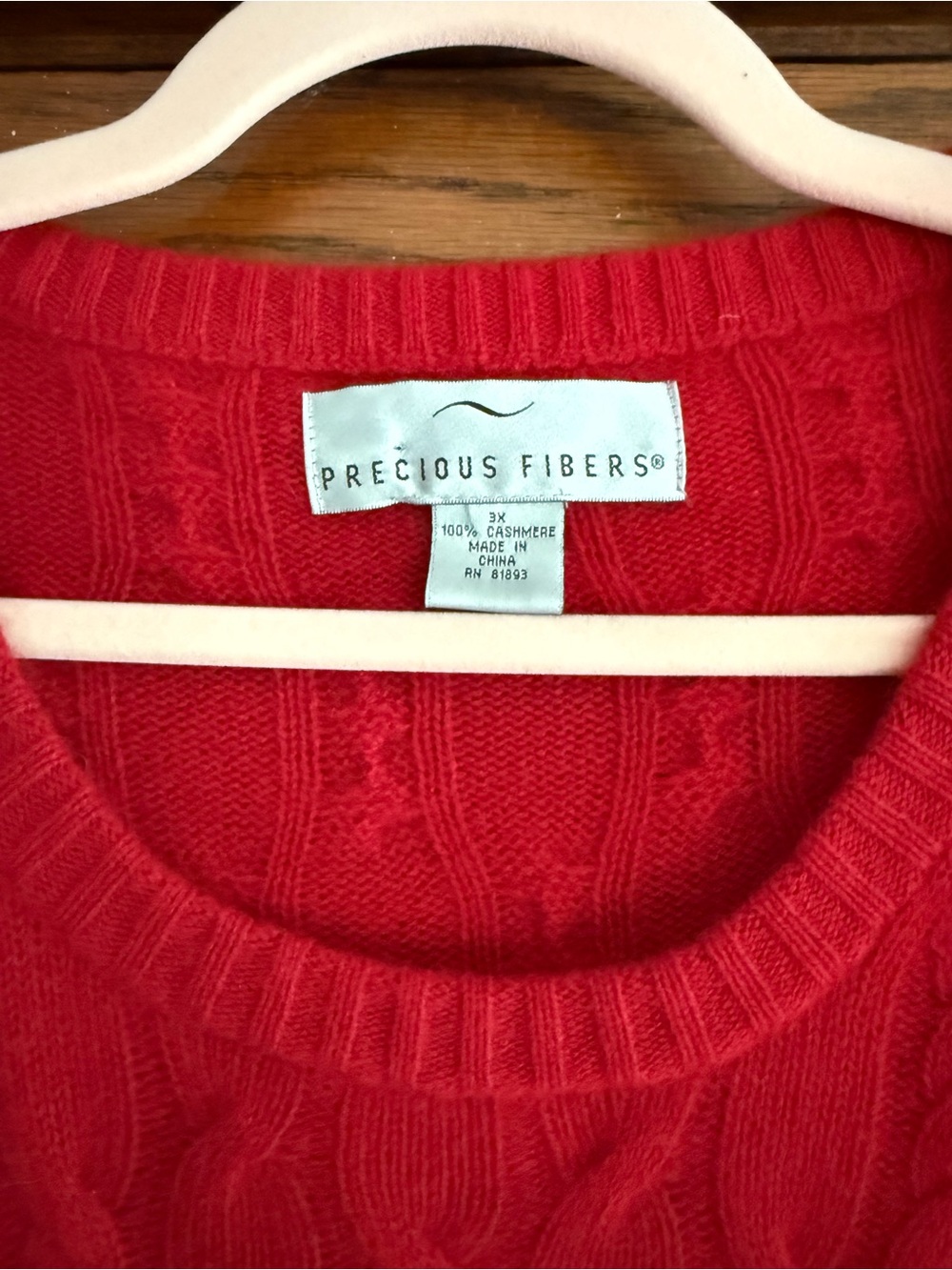 100% Cashmere Cable Knit Round Neck Pullover Sweater Red US 3X Plus Size - Picture 2 of 4